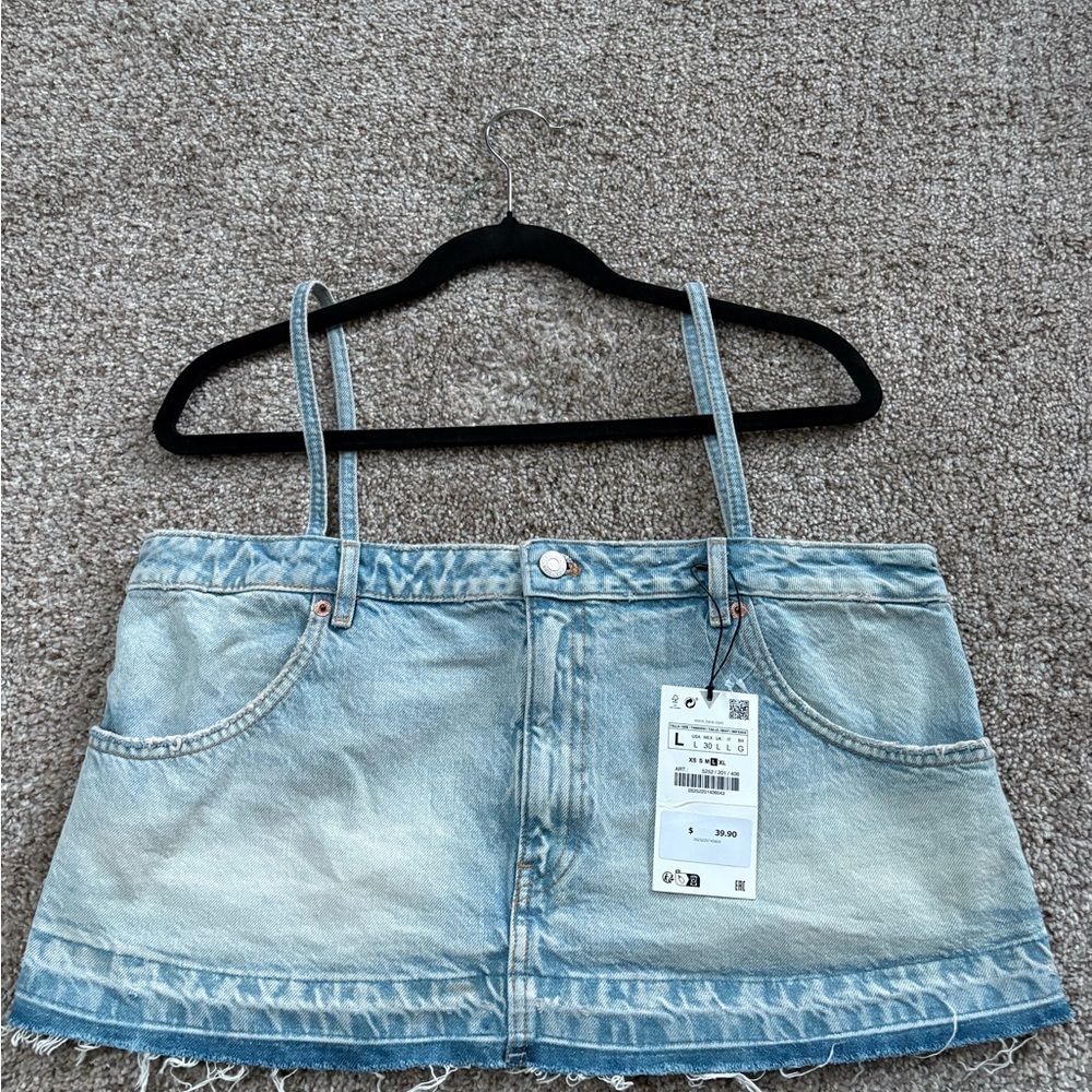 Zara Faded Blue Denim Skirt